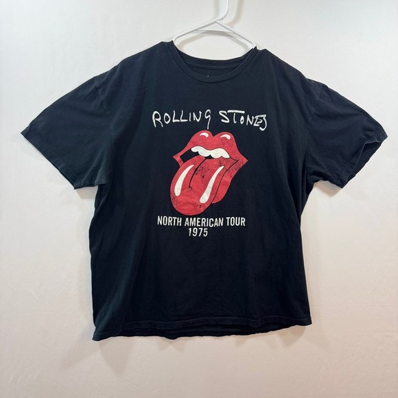 the Rolling Stones Other - Rolling Stones North American Tour 1975 Graphic T-Shirt Black XL Classic Logo